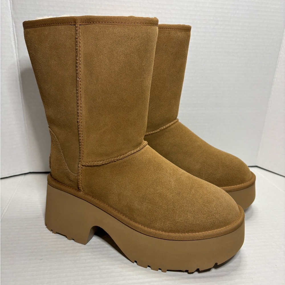 UGG Women's Classic Short New Heights Chestnut Suede Platform Boots 1158310